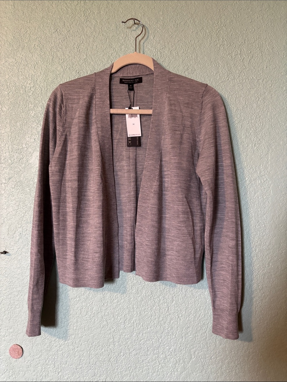 Banana Republic Gray Open-Front Cropped Merino Cardigan Women’s M NWT Fair